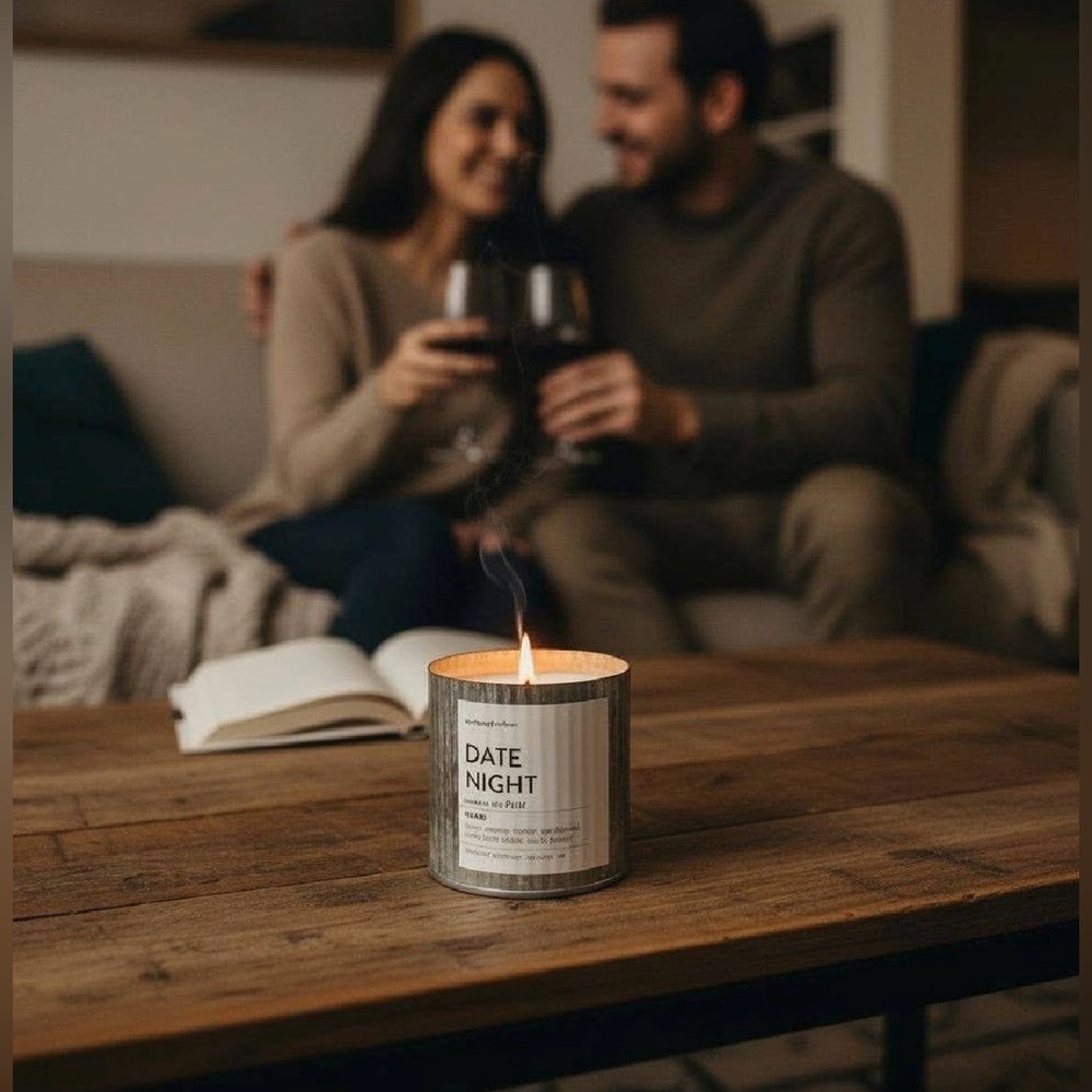 New Anchored Northwest Date Night Wood Wick Corrugated Metal Candle - Picture 3 of 4